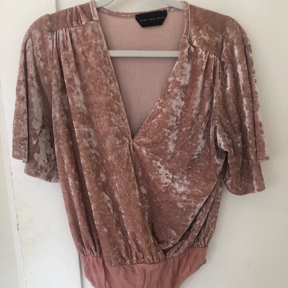 Pink velvet body suit
